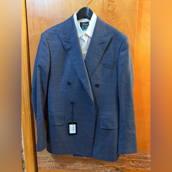 Cloakroom Wool Blue Double-Breasted Suit Jacket